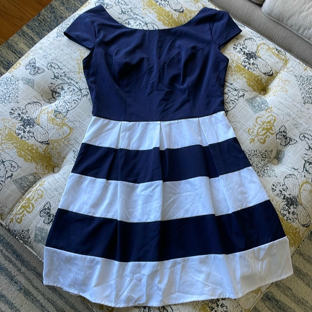 Navy Blue and white striped dress